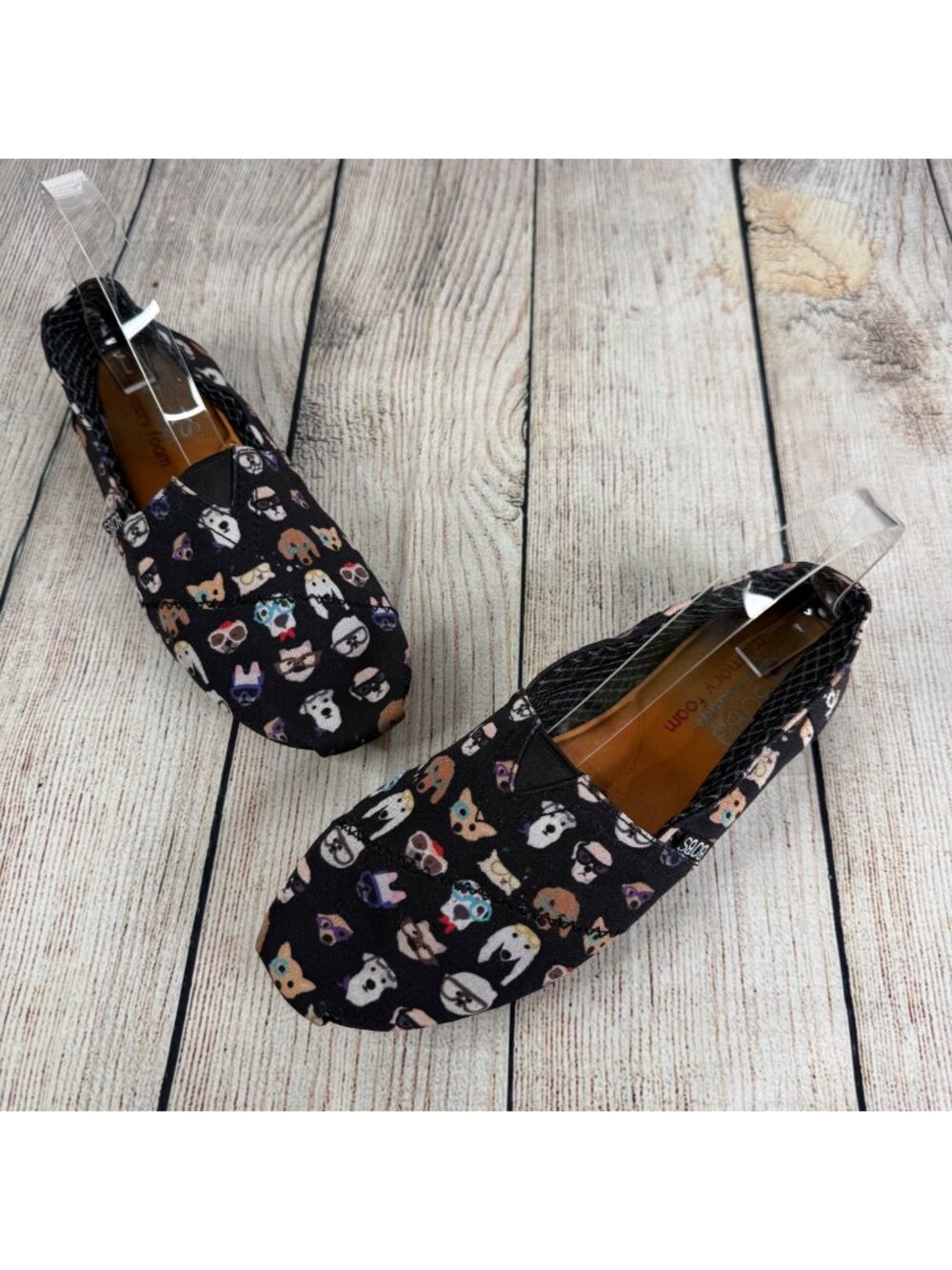 Skechers Bob’s Plush Pup Smarts Casual Slip On Shoes Dog Face Print Size 7.5